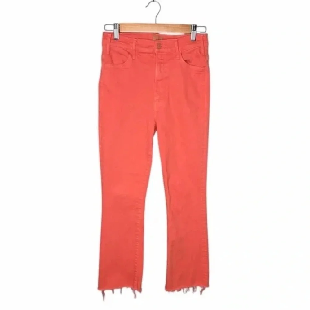 MOTHER The Hustler Ankle Fray Jeans Persimmon Coral Size 28 Cropped - Picture 2 of 12